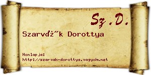 Szarvák Dorottya névjegykártya